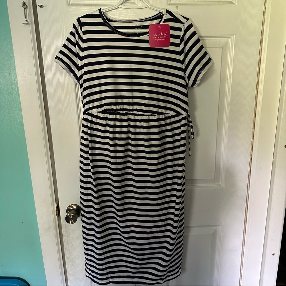 Women’s Isabel Maternity Striped Midi Dress Size Medium